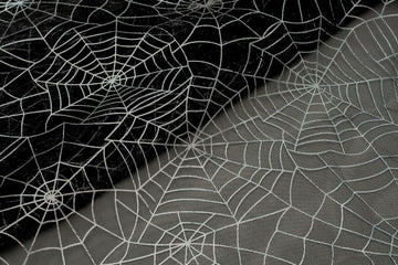 Feintüll, Tüll "Spider Web", schwarz, silber, 0,5 m